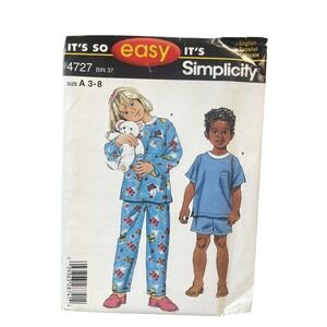 Simplicity 4727 Child's Pajamas Sleepwear Sizes 3-8 Kids  UNCUT FF